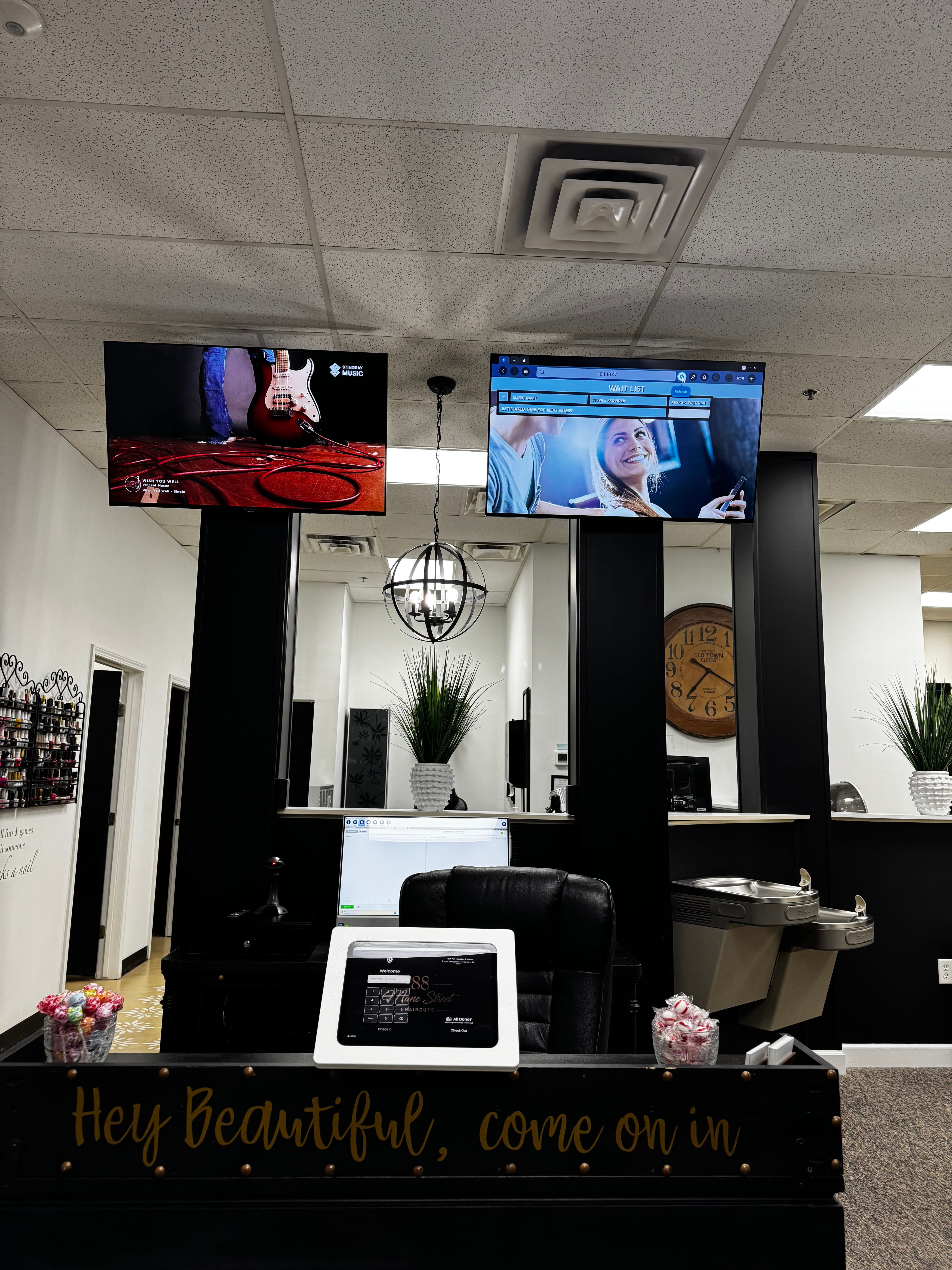 Reception area at 88 Mane Street salon